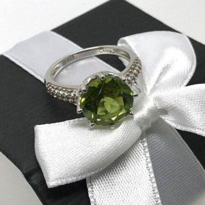 Peridot with CZ in Sterling Silver Size 6